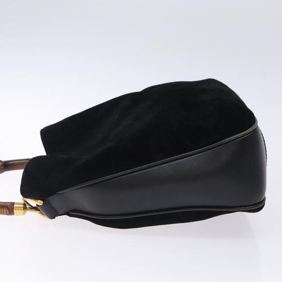 GUCCI Bamboo Hand Bag Suede Black Gold 001 1014 001 1014 - Picture 5 of 12